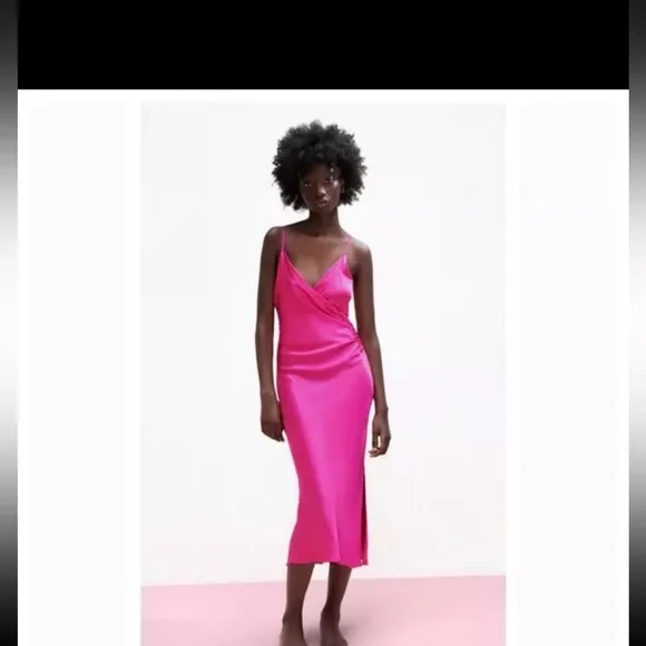 knee length dresses for ladies Zara Pink Ribbed Midi Dress main image 0